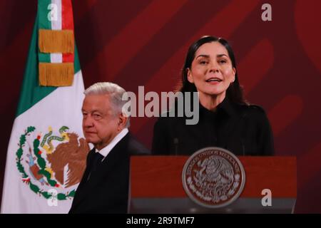 Non Exclusive: June 28, 2023 in Mexico City, Mexico: The Director of Networks of the General Coordination of Social Communication and Spokesperson for Stock Photo