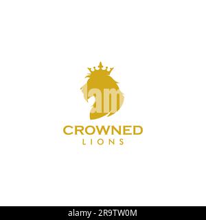 Lion Crown logo Design. Lion Animal Vector Illustration Stock Vector