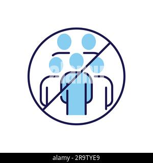 Avoid crowded places related vector icon. Group of people in prohibition sign. Isolated on white background. Editable vector illustration Stock Vector