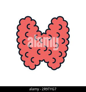 Thyroid Related Vector Line Icon. Isolated on White Background. Editable Stroke Stock Vector