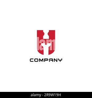 H Constructions Logo Vector. Combination Letter H + Tools Stock Vector
