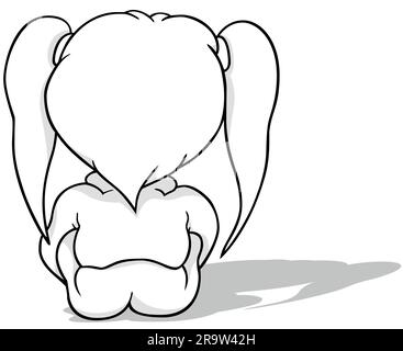 Drawing of a Little Girl from Rear View Stock Vector