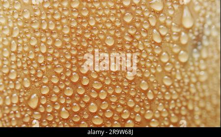 Water Droplets on Gradient Brown Iced Chocolate Latte Transparent Plastic Cup Stock Photo