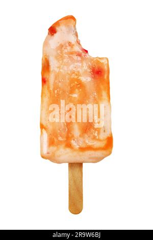 Bitten Orange and Yogurt Ice Cream Bar Isolated on white background Stock Photo