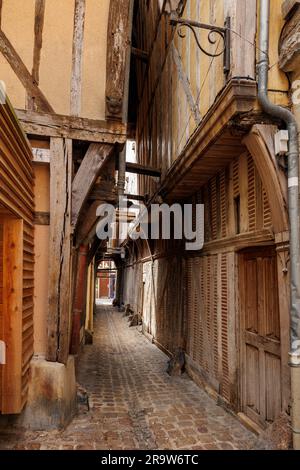 La Ruelle des Chats with traditional half timbered houses Troyes Aube France Stock Photo