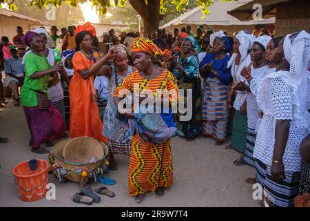 Dancers at a festival in the remote village Niomoune, Senegal Stock Photo