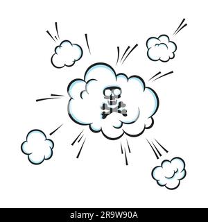 Smelling Pop Art Comic Book Cartoon Fart Cloud Flat Style Design Vector 