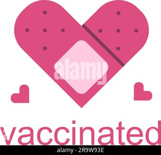 Vaccination band aid with quote vector illustration. Medical plaster in a heart shape with a text I am vaccinated.. Stock Vector