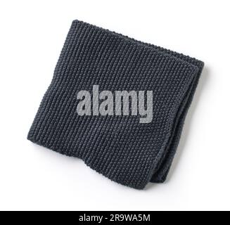 black folded cotton napkin isolated on white background, top view Stock Photo