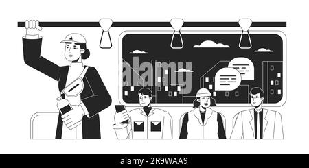 Subway bw concept vector spot illustration Stock Vector