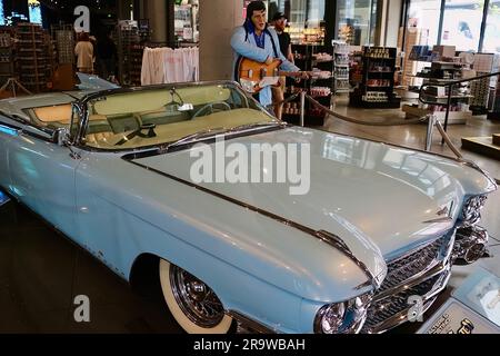 1959 Cadillac Eldorado Biarritz convertible car owned by Elvis Presley on display La La Land souvenir shop Hollywood Blvd Los Angeles California USA Stock Photo