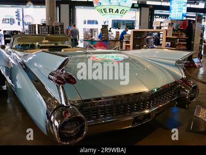 1959 Cadillac Eldorado Biarritz convertible car owned by Elvis Presley on display La La Land souvenir shop Hollywood Blvd Los Angeles California USA Stock Photo