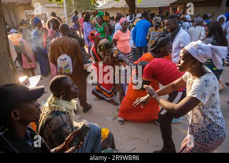 Dancers at a festival in the remote village Niomoune, Senegal Stock Photo