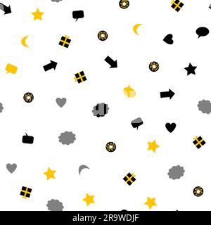 Lifestyle doodles seamless pattern. Simple signs on white background. Vector illustration. Stock Vector