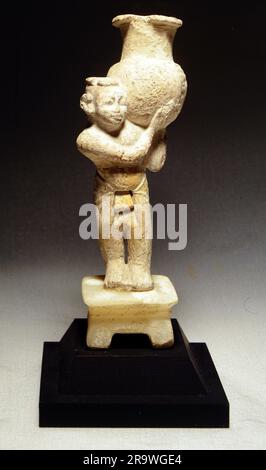 fine arts, Egypt, handicrafts, sculpture of a Nubian boy, Ugarit, circa 1350 BC, limestone, calcspar, ivory, ARTIST'S COPYRIGHT HAS NOT TO BE CLEARED Stock Photo
