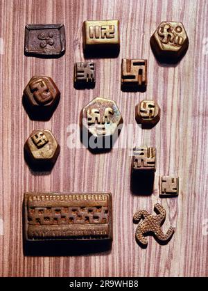 fine arts, countries, Ghana, gold weights of the Ashanti, ornaments with swastikas, brass casting, ARTIST'S COPYRIGHT HAS NOT TO BE CLEARED Stock Photo