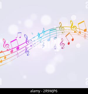 colorful music notes lights background for party posters and bright events Stock Photo