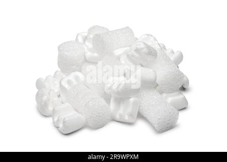 Fill packaging peanuts and bubble pack, isolated on white background Stock Photo