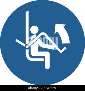 ISO 7010 M034 — raise safety restraining bar on ski chairlift Stock Vector