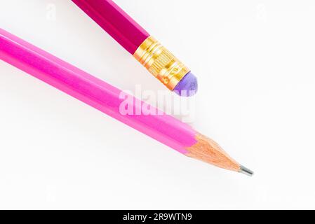 Pink pencils isolated on white background Stock Photo