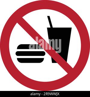 ISO 7010 P022 – No eating or drinking.  No eating and no drinks allowed isolated on white background Stock Vector