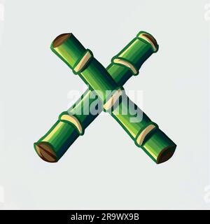 green bamboo letter X logo icon on a white background Stock Vector