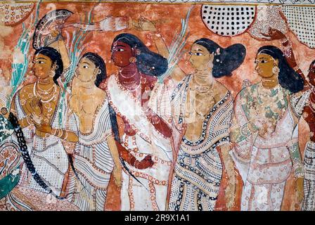 Lepakshi Temple has a colossal painting of Veerabhadra in the central hall, Lepakshi, Andhra Pradesh, India Stock Photo