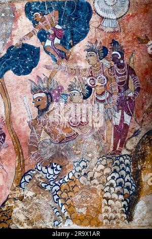 Lepakshi Temple has a colossal painting of Veerabhadra in the central hall, Lepakshi, Andhra Pradesh, India Stock Photo