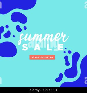 Summer sale. Abstract organic wavy shapes background. For social media post, promotional banner or advertising. Vector illustration, flat design Stock Vector