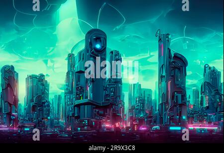 View of city of the future. Stock Photo