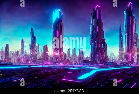 View of city of the future. Stock Photo