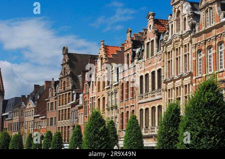 Row of houses, Louvain, Leuven, Oude, Old Market, Leuven, Flemish Brabant, Flanders, Belgium Stock Photo