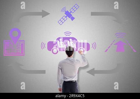 Autonomous vehicle concept drawn by a businessman Stock Photo
