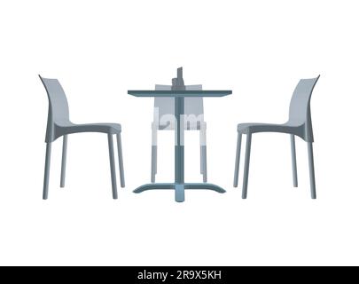 Polygonal Modern round table with chairs. Vector illustration. Vector art polygonal of a dining table with chairs. 3D. Stock Vector