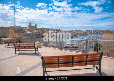 View of Birgu (Vittoriosa) from Valleta, Malta Stock Photo