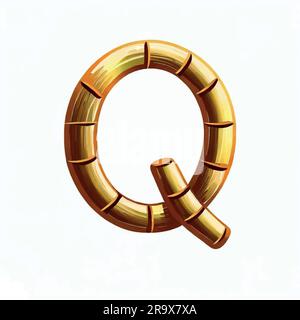 bamboo letter Q logo icon on a white background Stock Vector