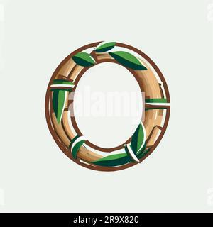 bamboo letter O logo icon on a white background Stock Vector