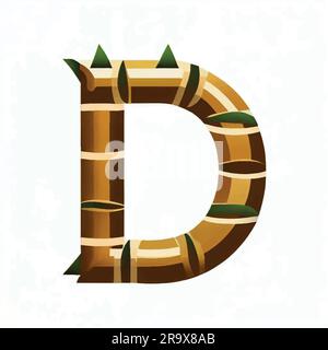 bamboo letter D logo icon on a white background Stock Vector