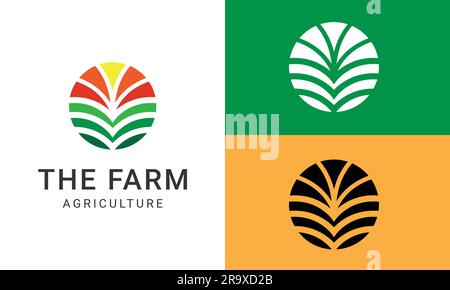 Green Farm Logo Design Farming Logotype Stock Vector
