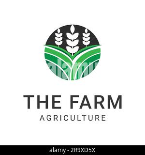 Green Farm Logo Design Farming Logotype Stock Vector