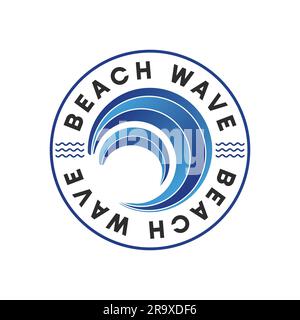 Beach Waves Logo Design Travel Beach Surfing Logotype 3D Water Sea Waves Stock Vector