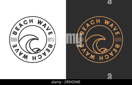 Beach Waves Logo Design Travel Beach Surfing Logotype Stock Vector