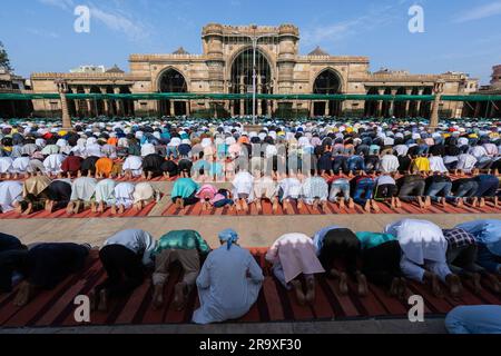 Ahmedabad, Gujarat, India. 29th June, 2023. Muslims offer ''˜namaz' on the occasion of the ''˜Eid al-Adha' festival, at Jama Masjid in Ahmedabad (Credit Image: © Saurabh Sirohiya/ZUMA Press Wire) EDITORIAL USAGE ONLY! Not for Commercial USAGE! Stock Photo