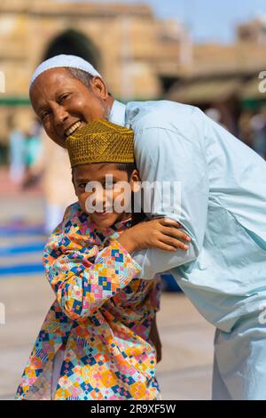 Ahmedabad, Gujarat, India. 29th June, 2023. Muslims offer ''˜namaz' on the occasion of the ''˜Eid al-Adha' festival, at Jama Masjid in Ahmedabad (Credit Image: © Saurabh Sirohiya/ZUMA Press Wire) EDITORIAL USAGE ONLY! Not for Commercial USAGE! Stock Photo