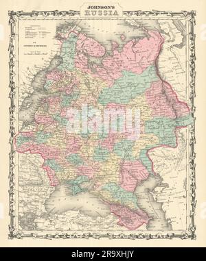 Johnson's Russia in Europe. Ukraine Poland Baltics Finland Caucasus 1861 map Stock Photo