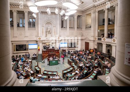 Brussels, Belgium. 29th June, 2023. Illustration picture shows a plenary session of the Chamber at the Federal Parliament in Brussels on Thursday 29 June 2023. BELGA PHOTO HATIM KAGHAT Credit: Belga News Agency/Alamy Live News Stock Photo