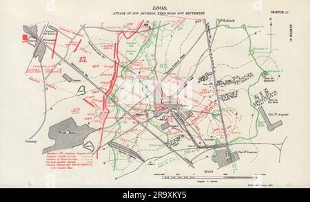 Battle of Loos, 25th Sept 1915 at Zero, 6:30am. WW1. Trenches 1928 old ...