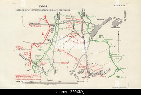 Battle of Loos, 25th Sept 1915 at Zero, 6:30am. WW1. Trenches 1928 old ...