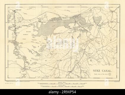 Suez Canal 1915. First World War. 1921 old antique vintage map plan chart Stock Photo