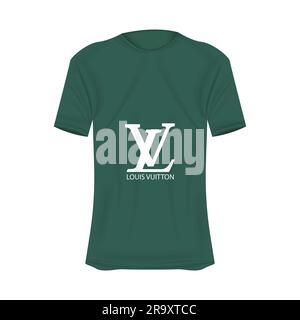 Louis Vuitton logo T-shirt mockup in green colors. Mockup of